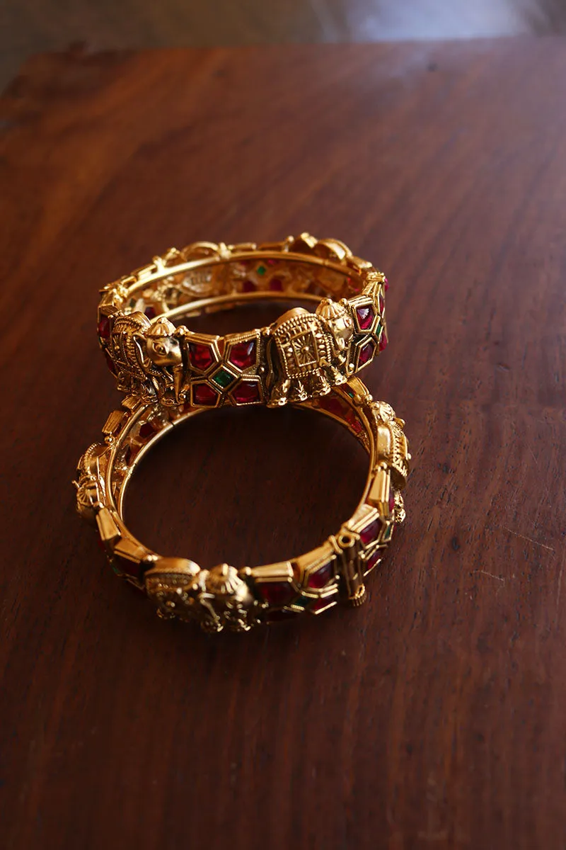 Haathi Ruby Flower Set of 2 Kadas