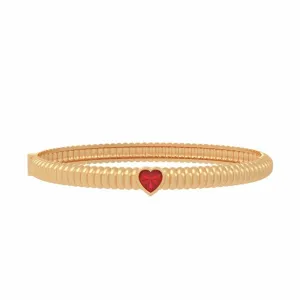 Heart Bracelet YG, Ruby 17 ASL10390