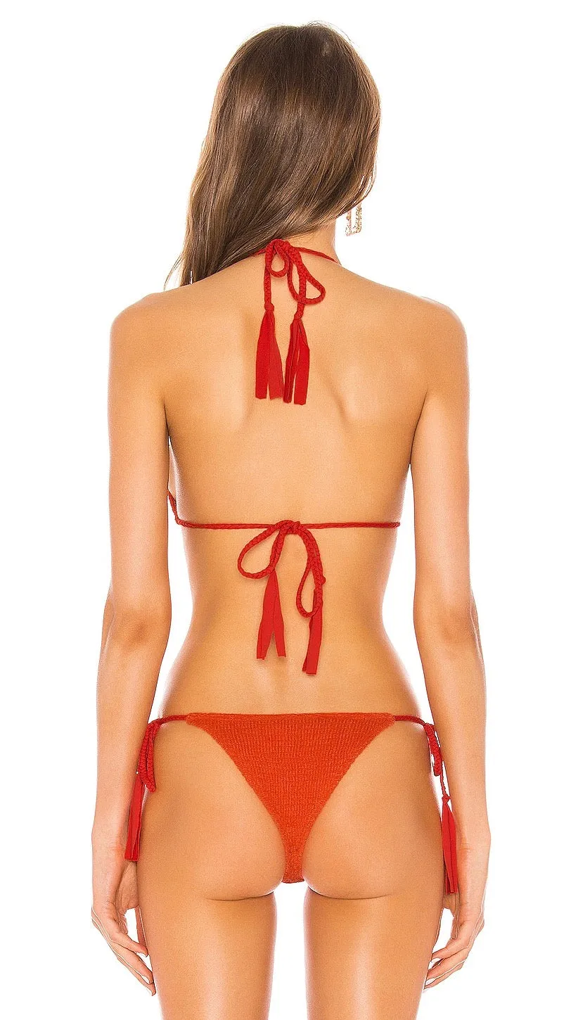 Indah Tahiti Solid Ruched String Top Coral