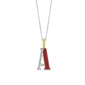 Initial Necklace in Red Coral