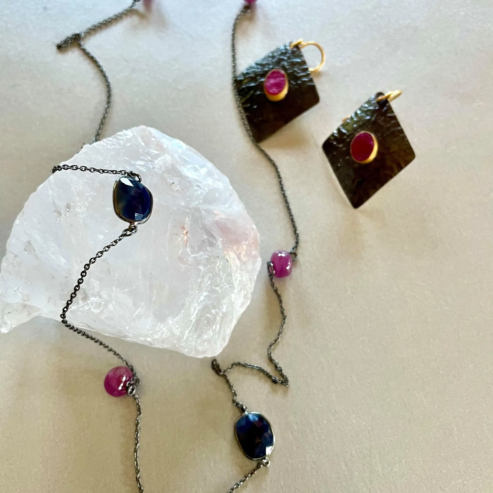 Iona Earrings With Dyed Ruby
