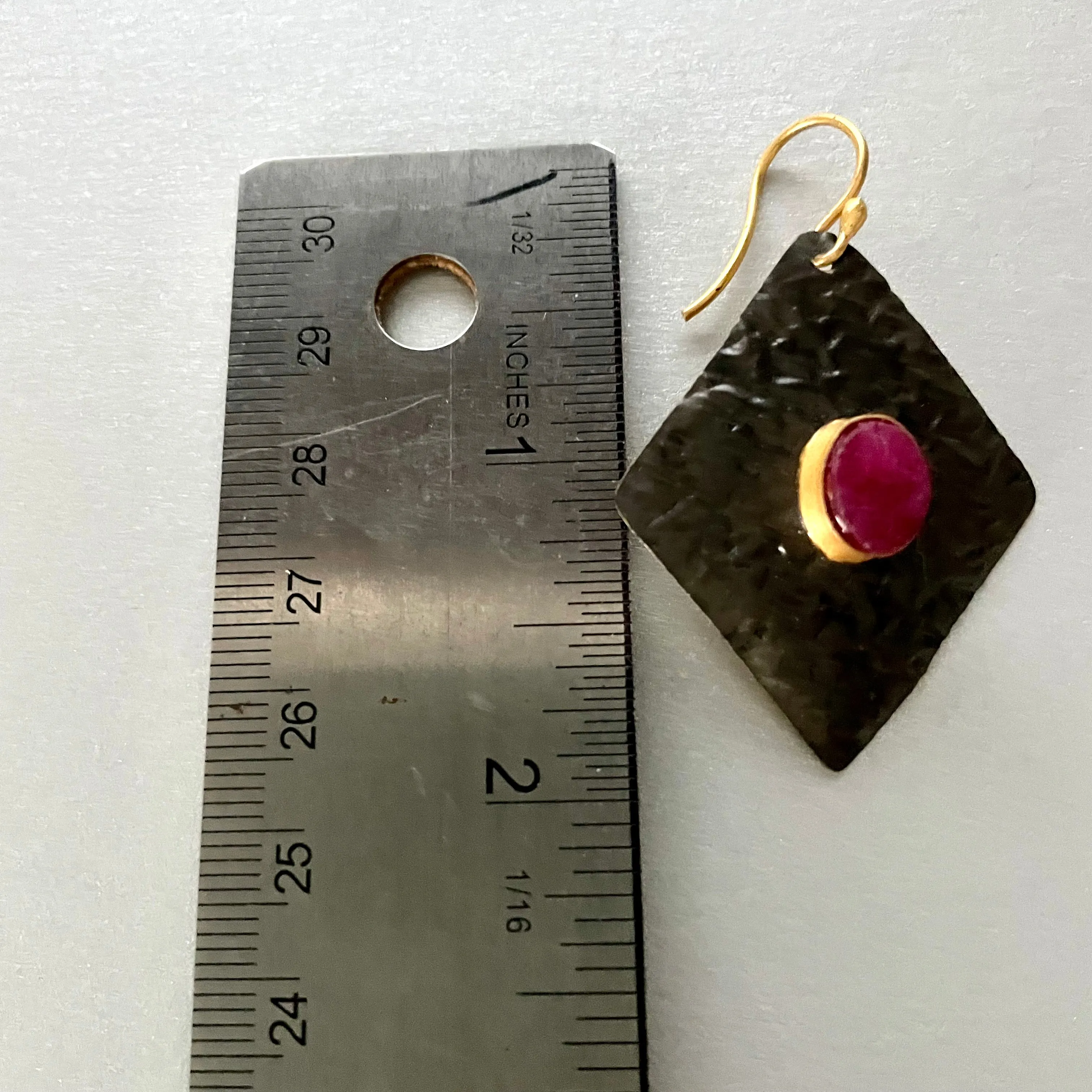 Iona Earrings With Dyed Ruby