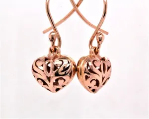 Jewel 9ct Rose Gold Filigree Hearts on Hooks WB59RG