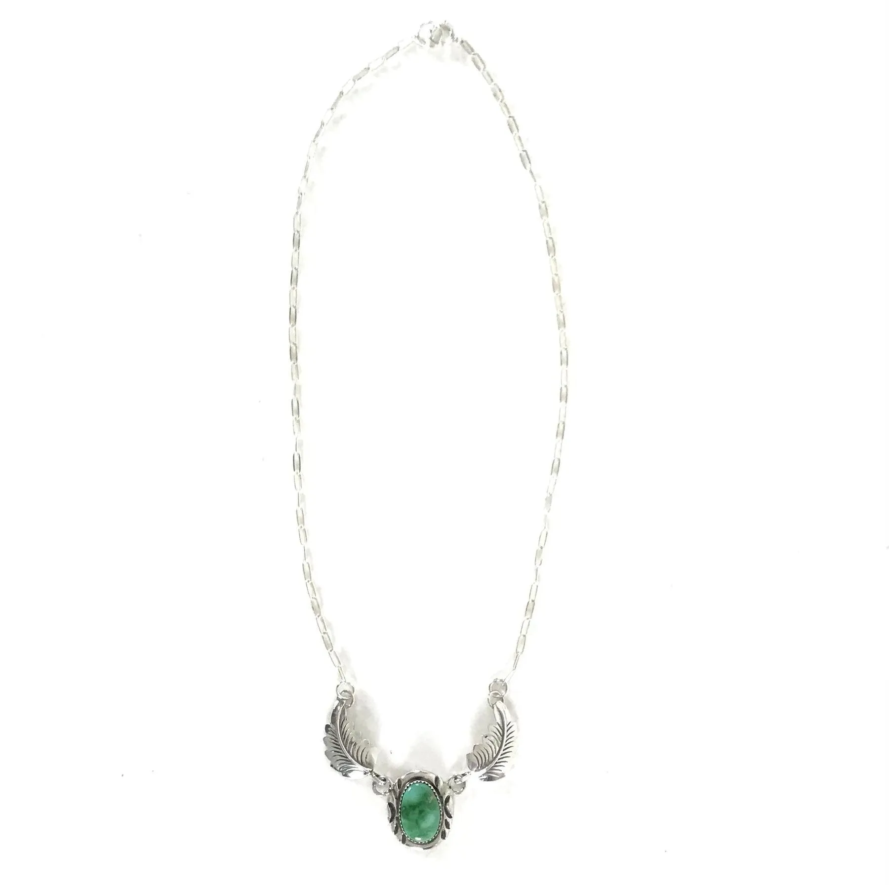 Julia Etsitty  Turquoise Leaf Necklace