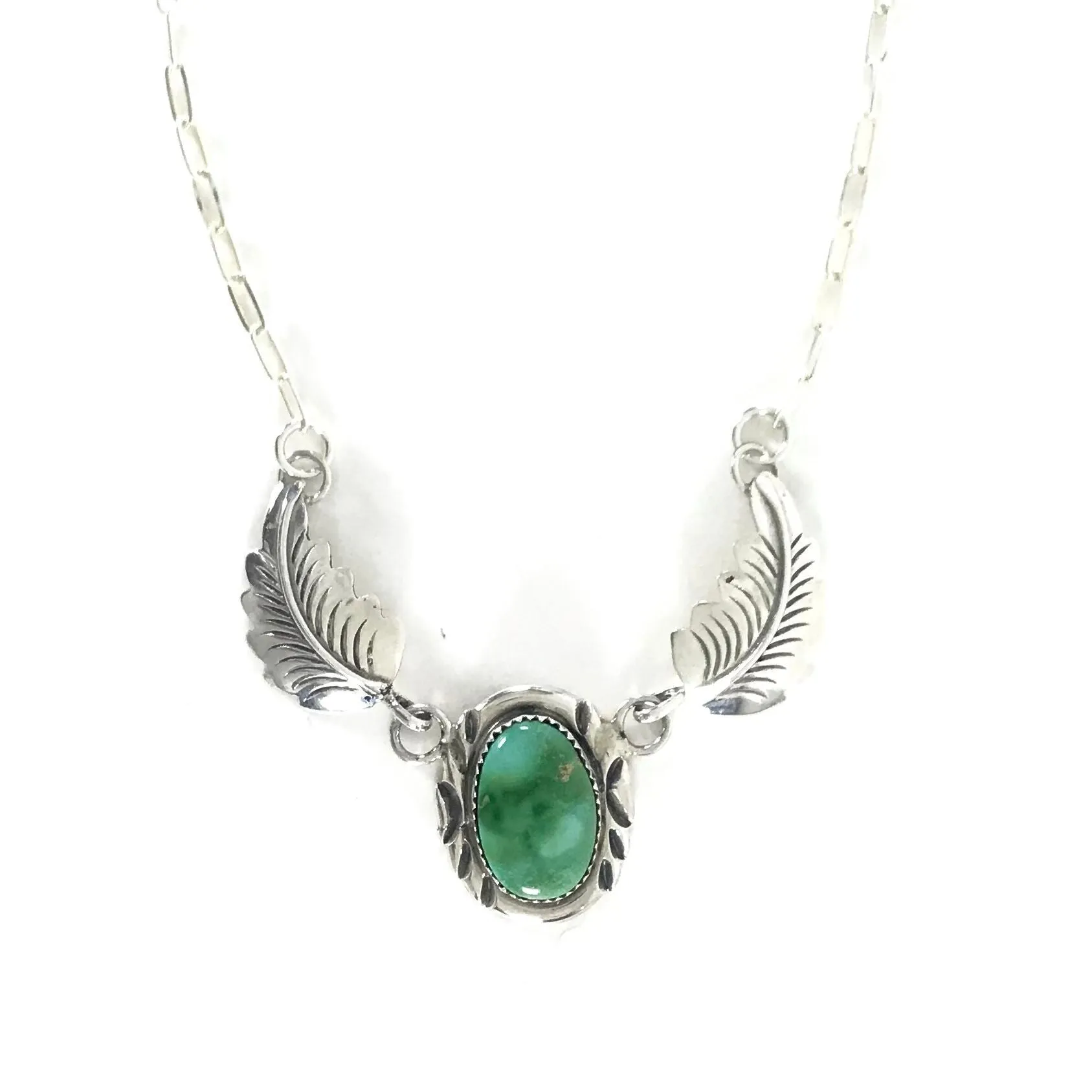Julia Etsitty  Turquoise Leaf Necklace