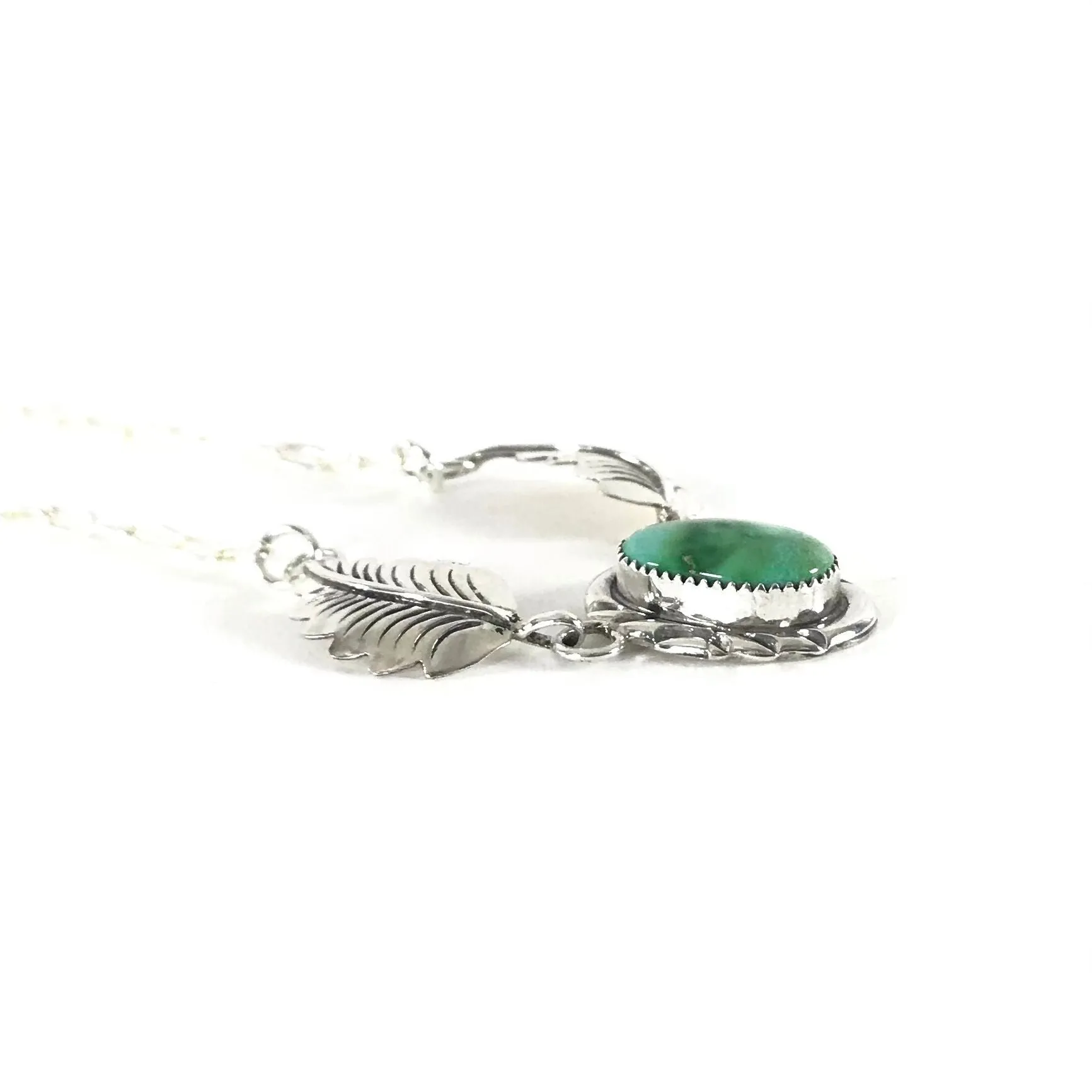 Julia Etsitty  Turquoise Leaf Necklace