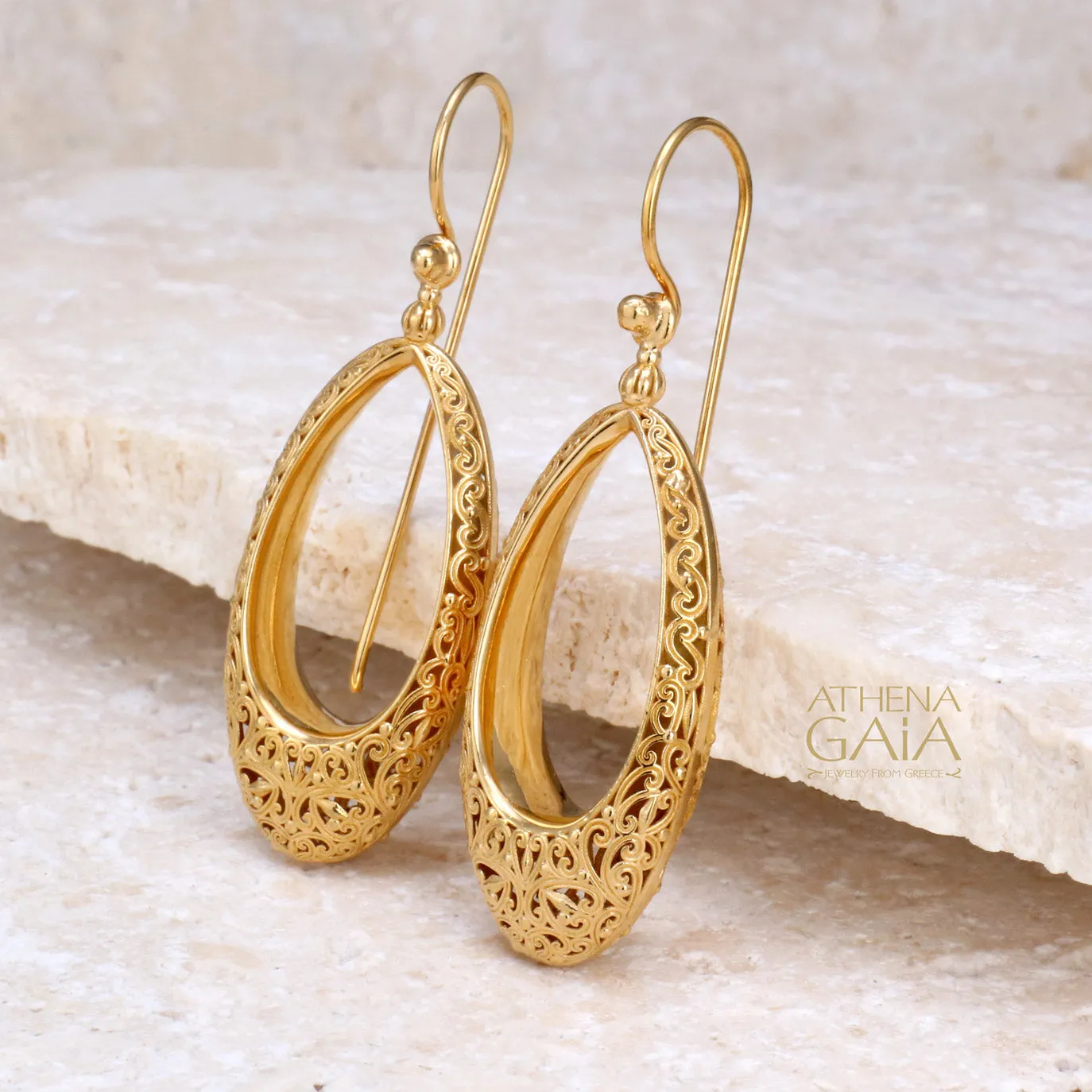 Kallisto Open Oval Filigree Earrings