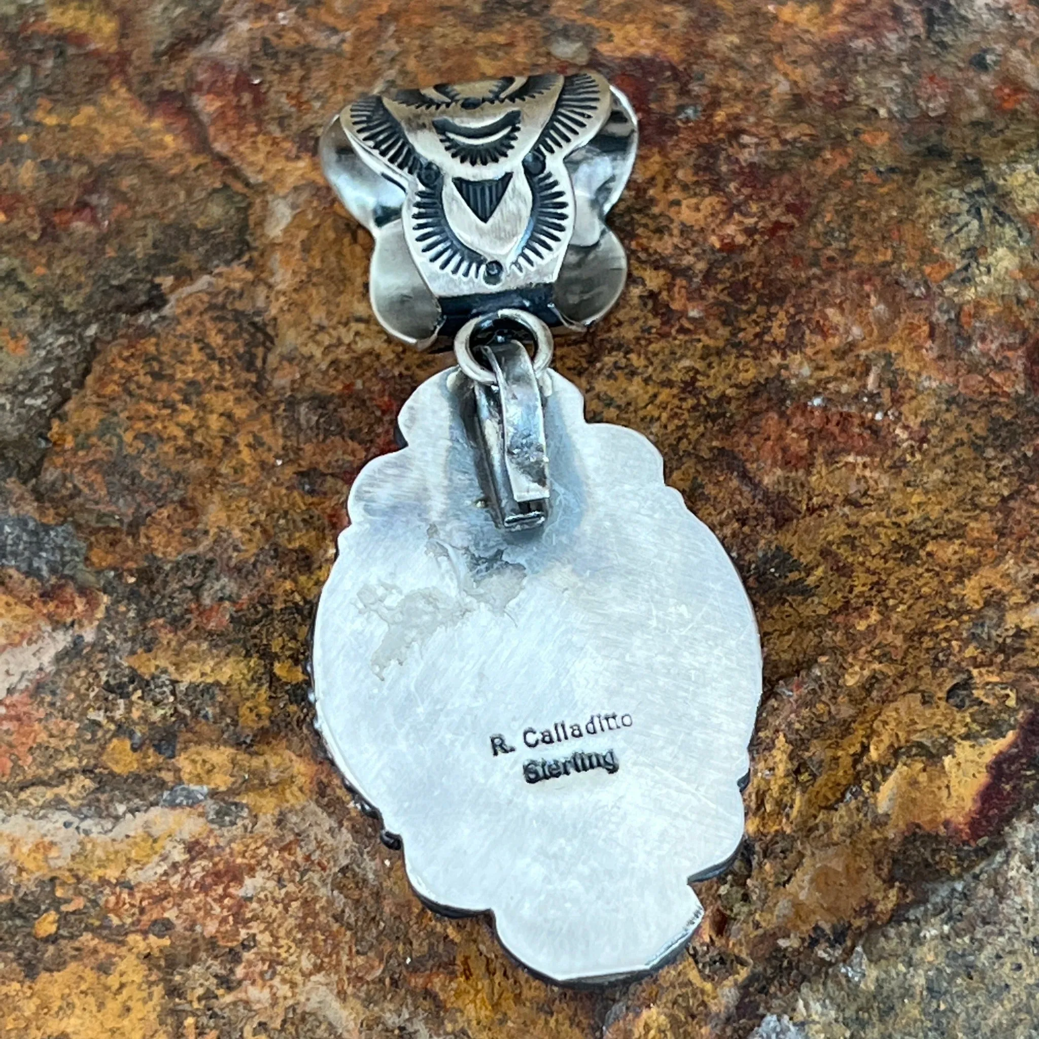 Kingman Turquoise Sterling Silver Pendant by Rosita Calladitto