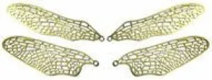 Large Dragonfly Brass Finish Wing Filigree, set/4