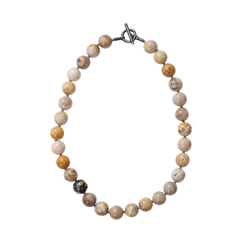 Libra Fossilized Coral Bead Necklace