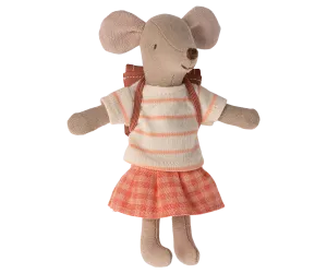 Maileg Tricycle Mouse with Bag – Big Sister (Coral)