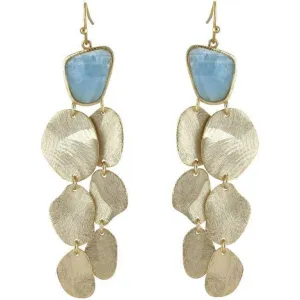 Marcia Moran Heather DIsc  Drop Earrings with Aquamarine Stone  on Wire