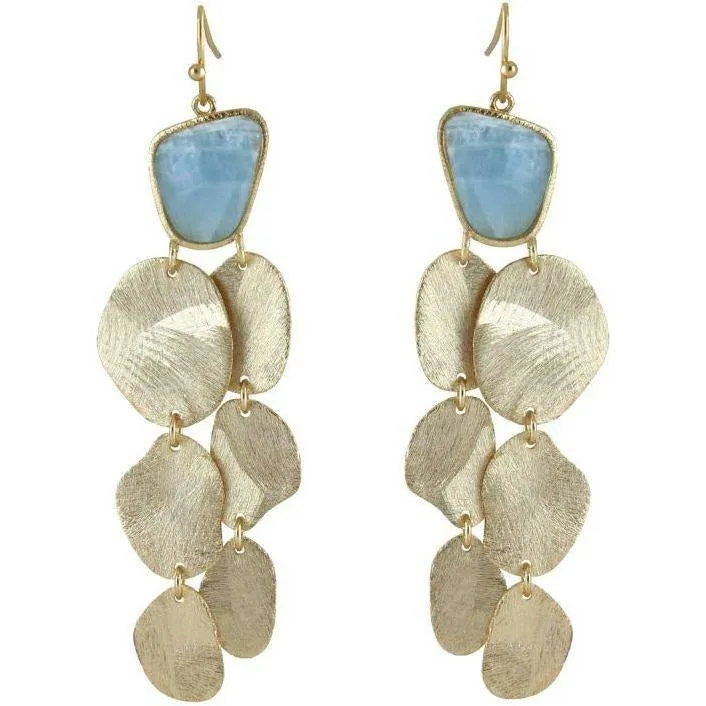 Marcia Moran Heather DIsc  Drop Earrings with Aquamarine Stone  on Wire