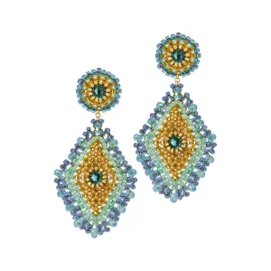 MIGUEL ASES BLUE OMBBRE & GOLDEN SHIMMER EARRINGS