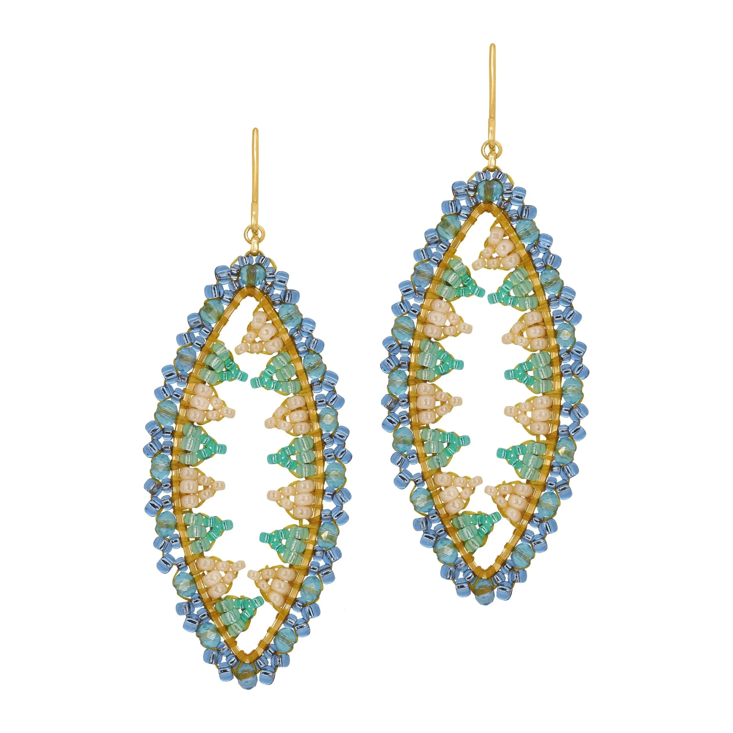 MIGUEL ASES OCEAN BLUE MARQUIS DIAMOND DELIGHT EARRINGS