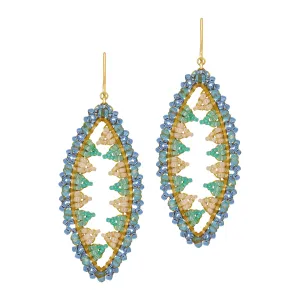 MIGUEL ASES OCEAN BLUE MARQUIS DIAMOND DELIGHT EARRINGS