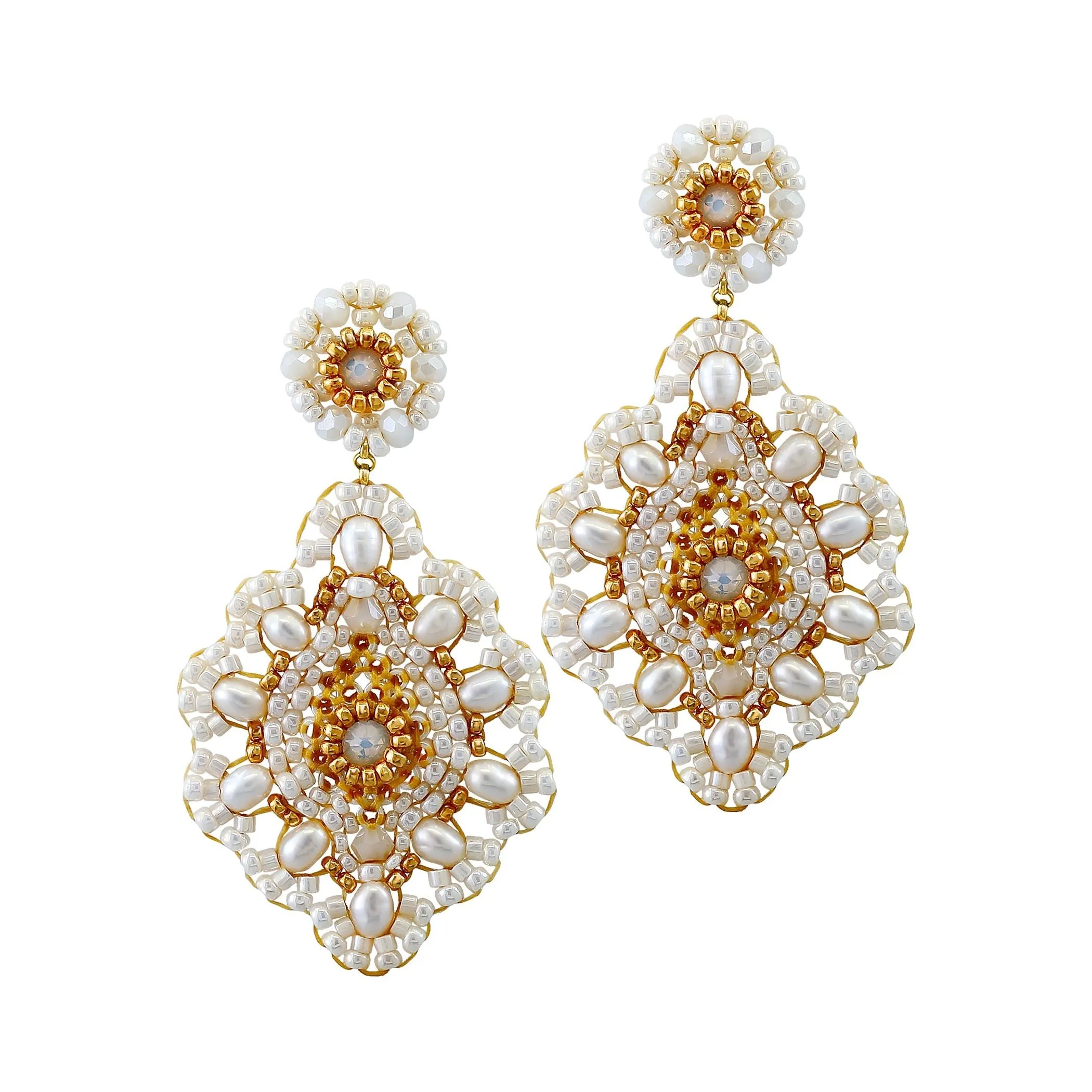 MIGUEL ASES ZOE GOLD & WHITE MINI TEARDROP