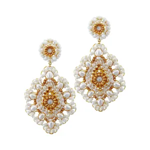 MIGUEL ASES ZOE GOLD & WHITE MINI TEARDROP