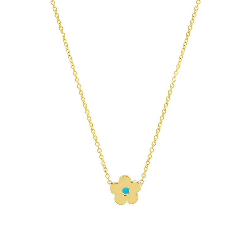 Mini Daisy Necklace with Turquoise Center
