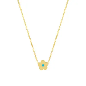 Mini Daisy Necklace with Turquoise Center