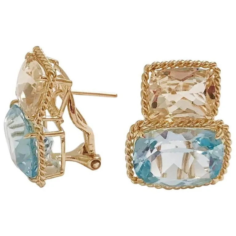 Mini Three-Stone Amethyst Ring and Pink Topaz with Rose Gold Rope Twist Border