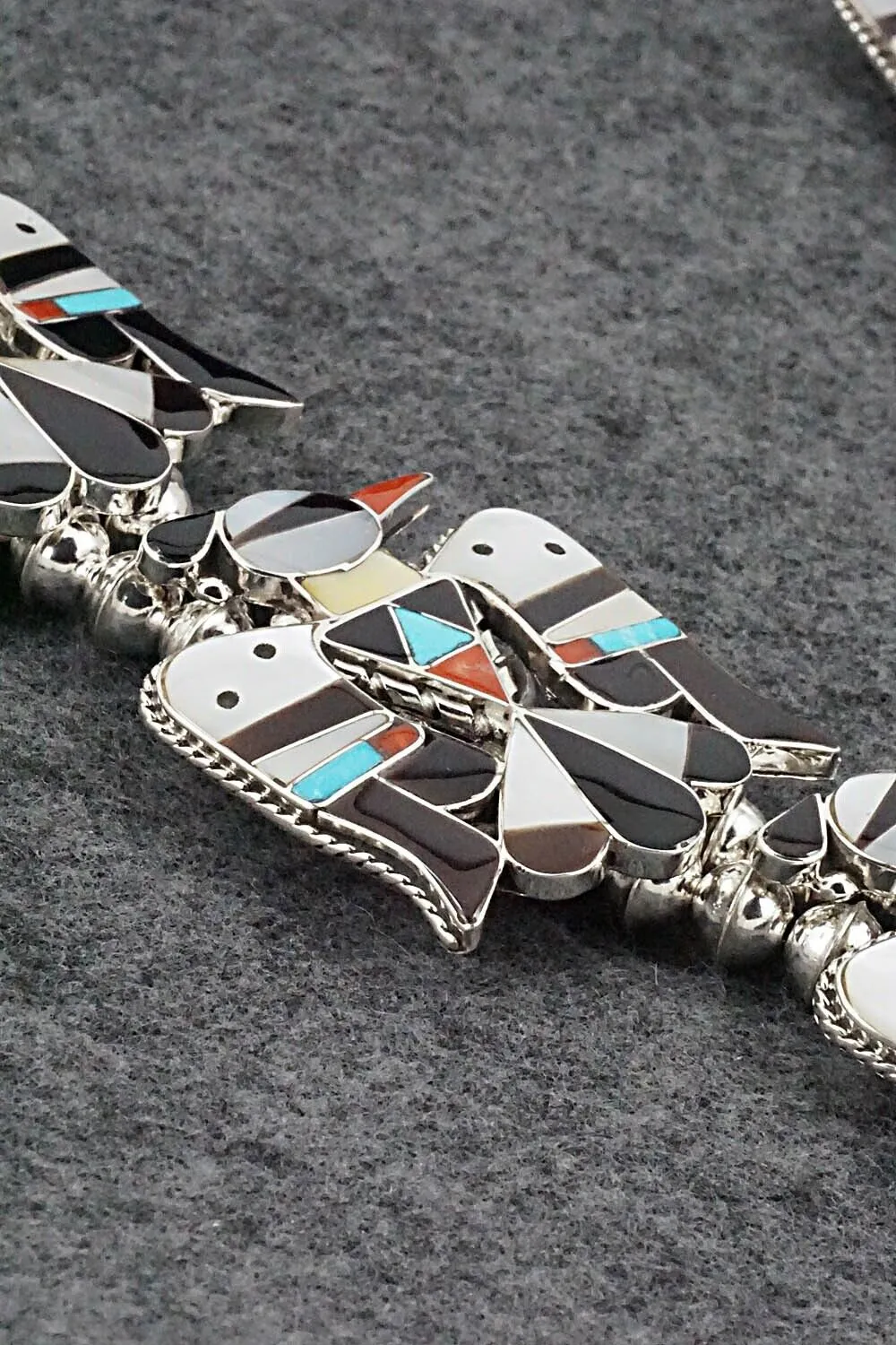 Multi Stone & Sterling Silver Inlay Squash Blossom Set - Bobby Shack