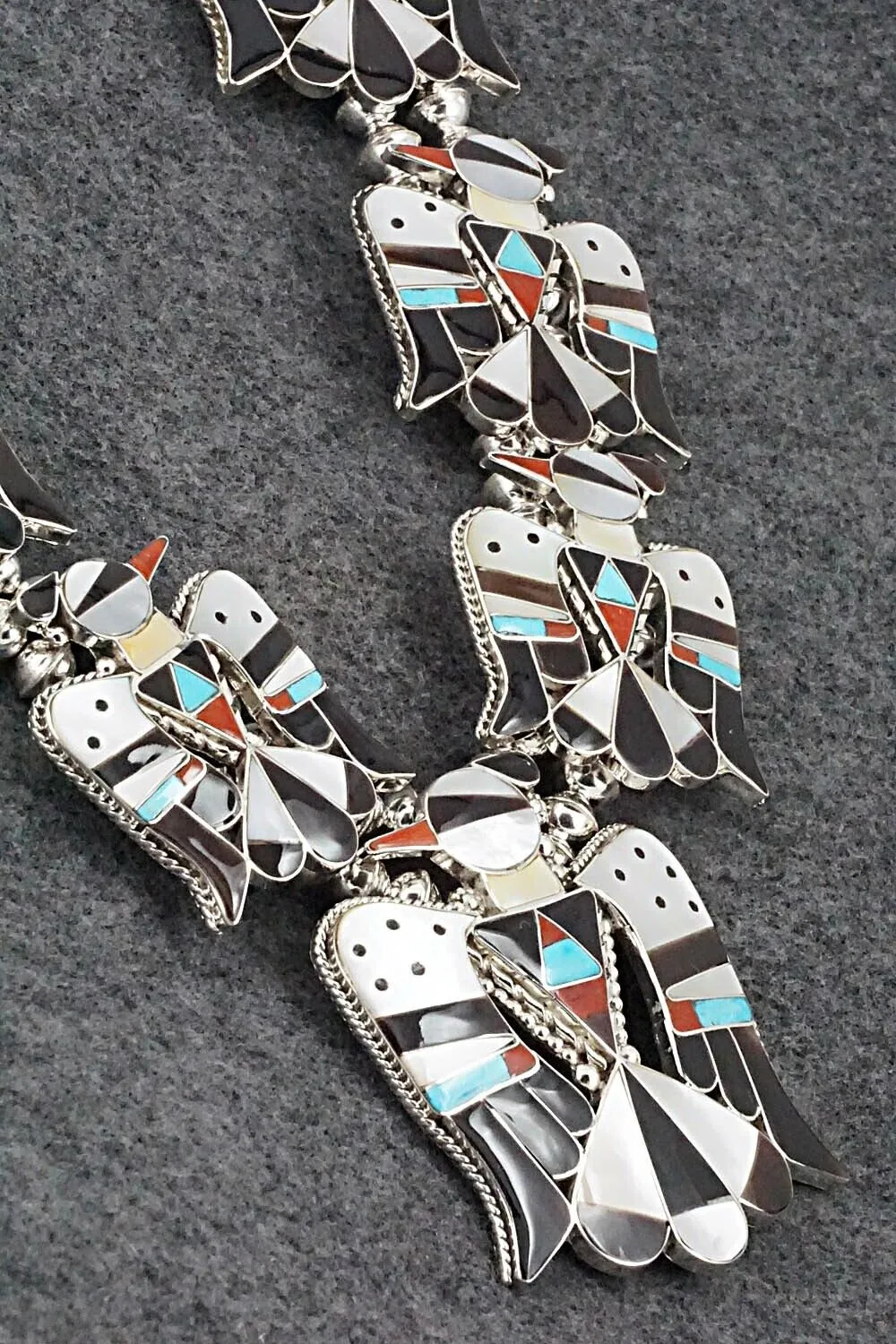 Multi Stone & Sterling Silver Inlay Squash Blossom Set - Bobby Shack