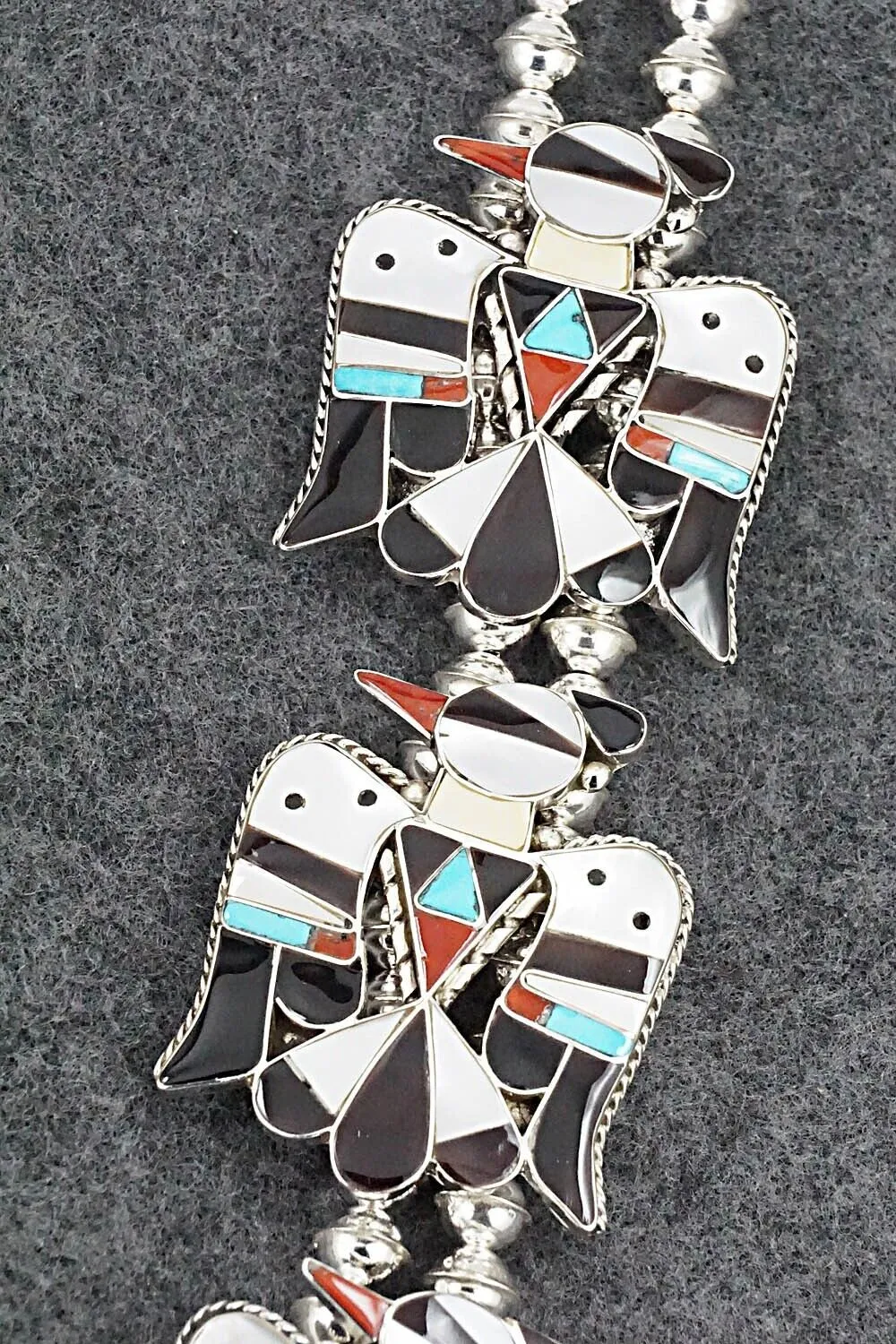 Multi Stone & Sterling Silver Inlay Squash Blossom Set - Bobby Shack