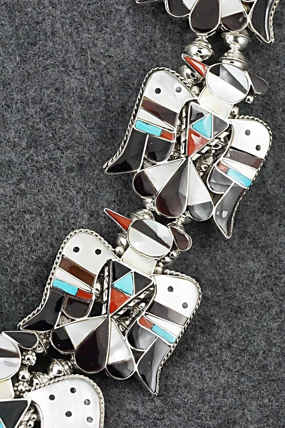 Multi Stone & Sterling Silver Inlay Squash Blossom Set - Bobby Shack