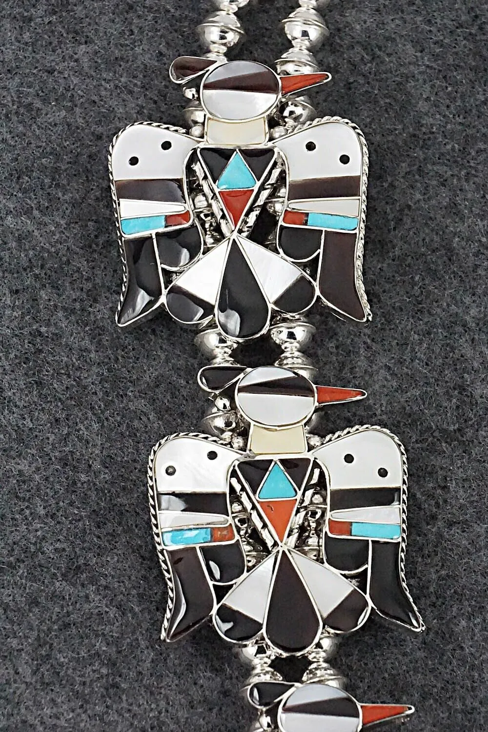 Multi Stone & Sterling Silver Inlay Squash Blossom Set - Bobby Shack