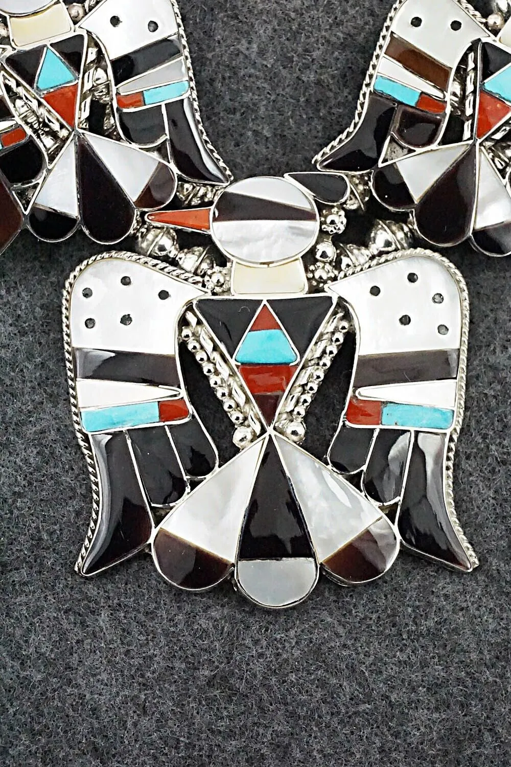 Multi Stone & Sterling Silver Inlay Squash Blossom Set - Bobby Shack