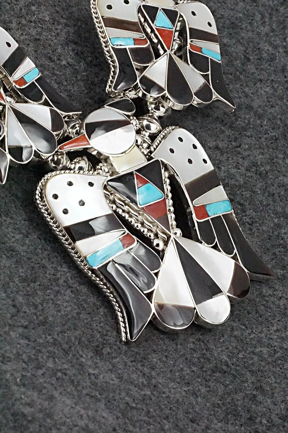 Multi Stone & Sterling Silver Inlay Squash Blossom Set - Bobby Shack