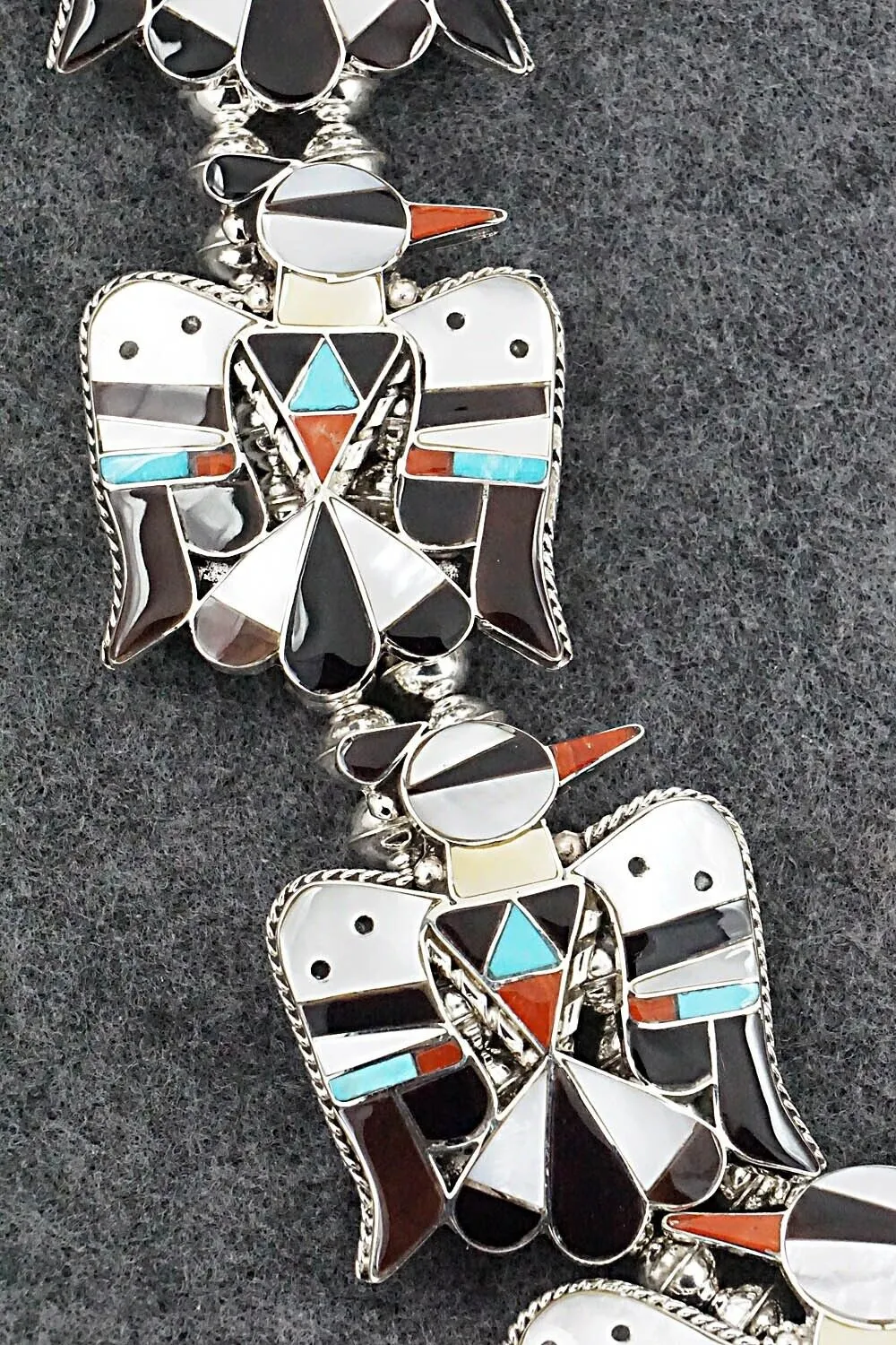 Multi Stone & Sterling Silver Inlay Squash Blossom Set - Bobby Shack