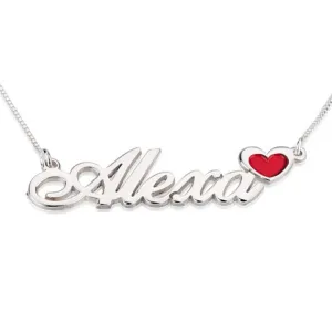 Name Necklace with Coloured Symbols Sterling Silver