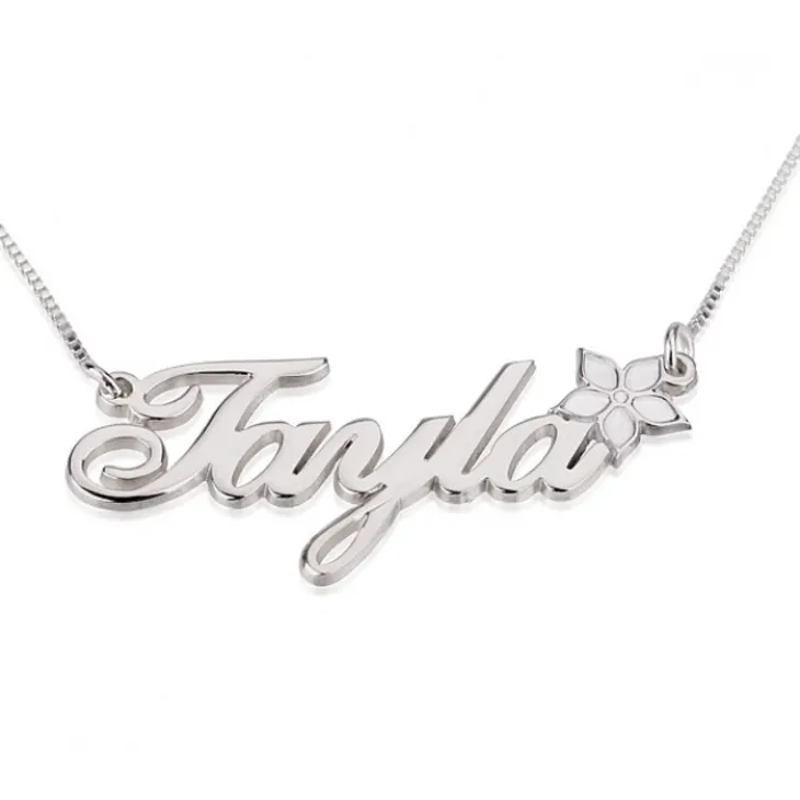Name Necklace with Coloured Symbols Sterling Silver