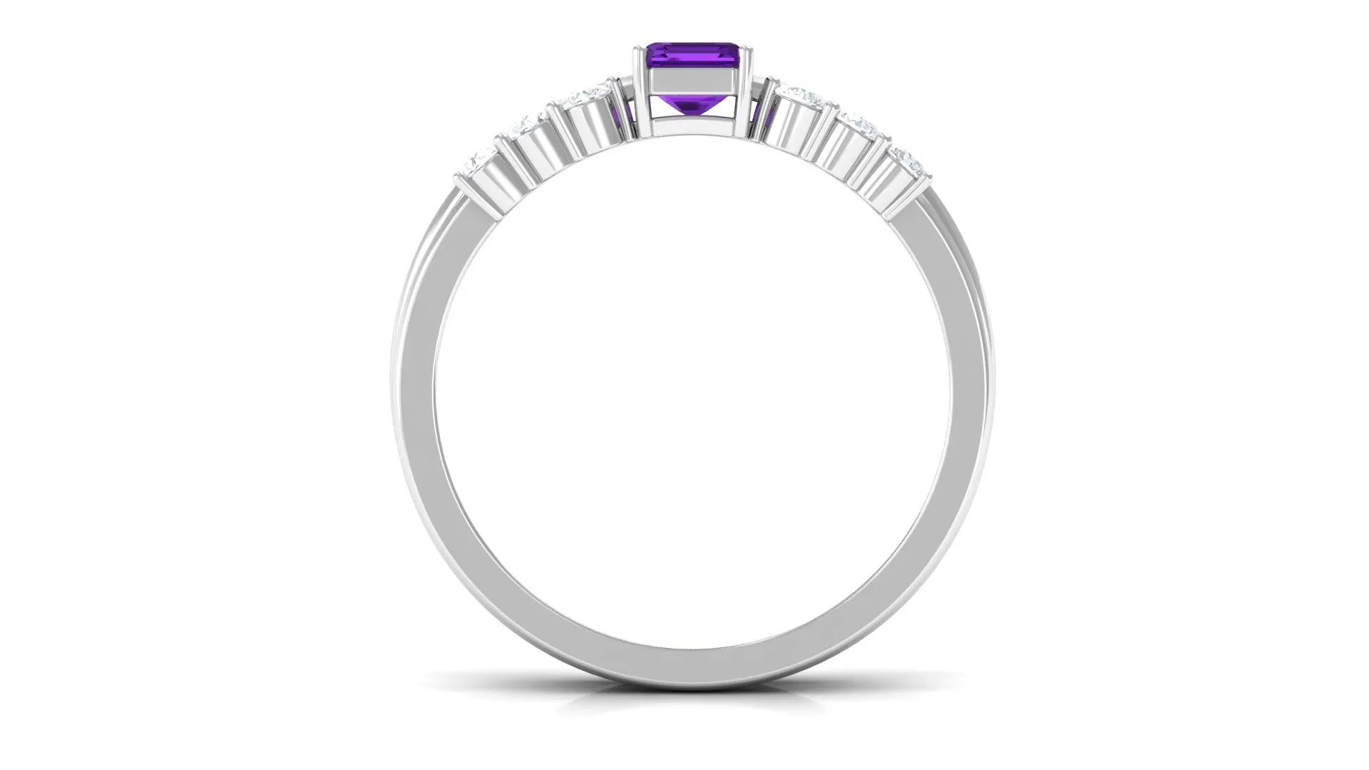 Natural Amethyst and Diamond Stackable Ring Set