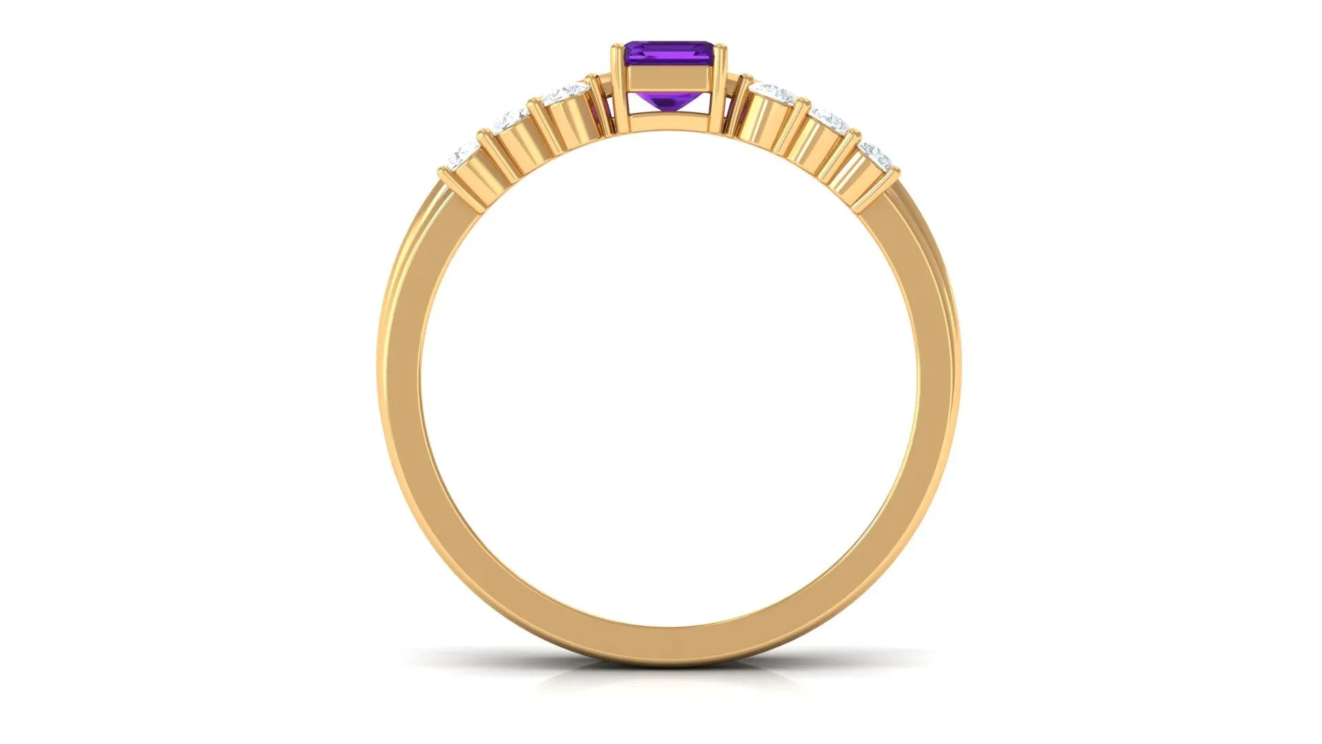 Natural Amethyst and Diamond Stackable Ring Set
