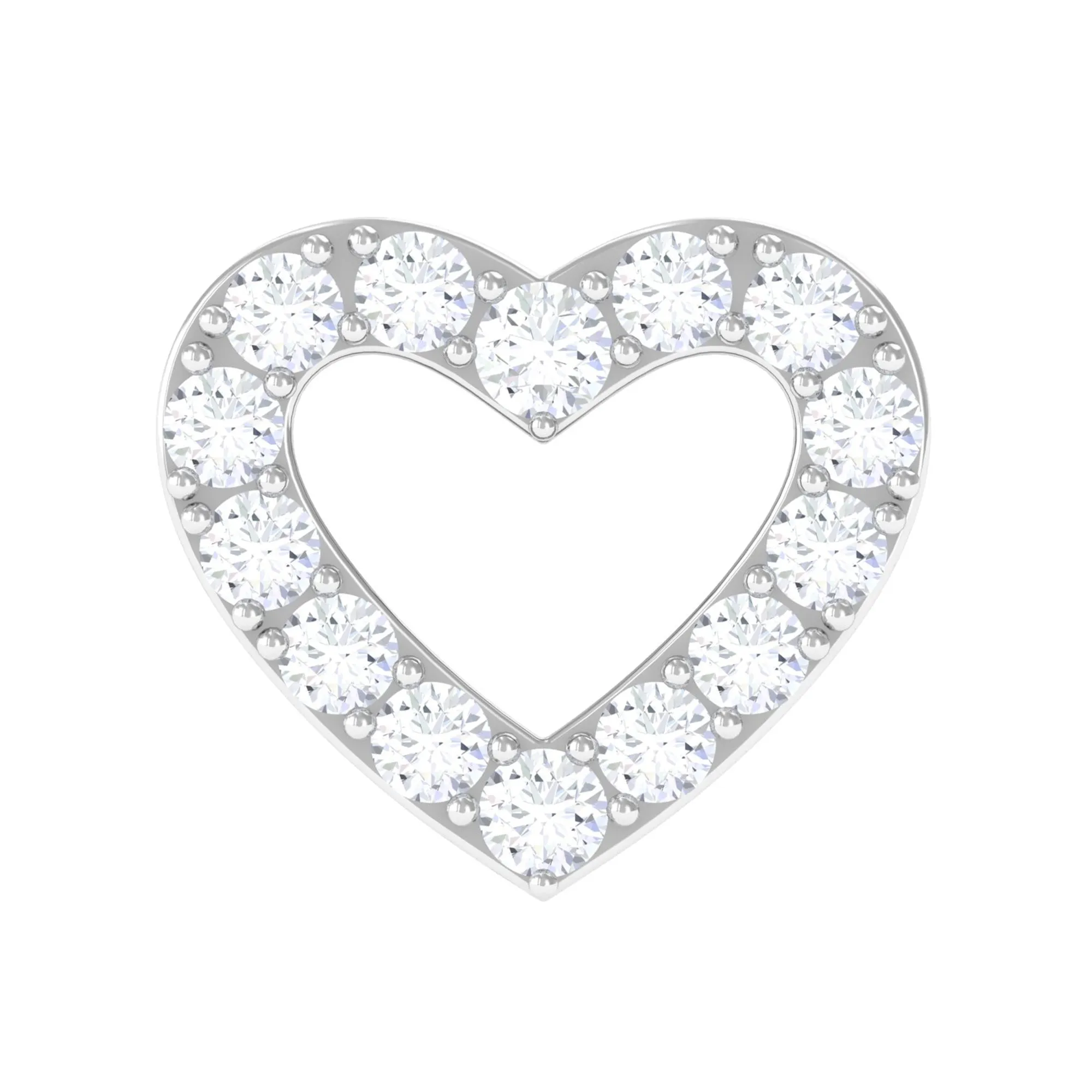 Natural Diamond Open Heart Earring for Helix Piercing