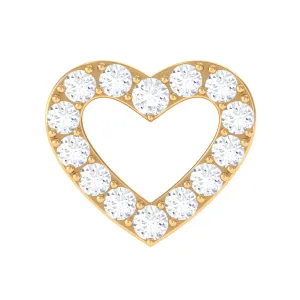 Natural Diamond Open Heart Earring for Helix Piercing