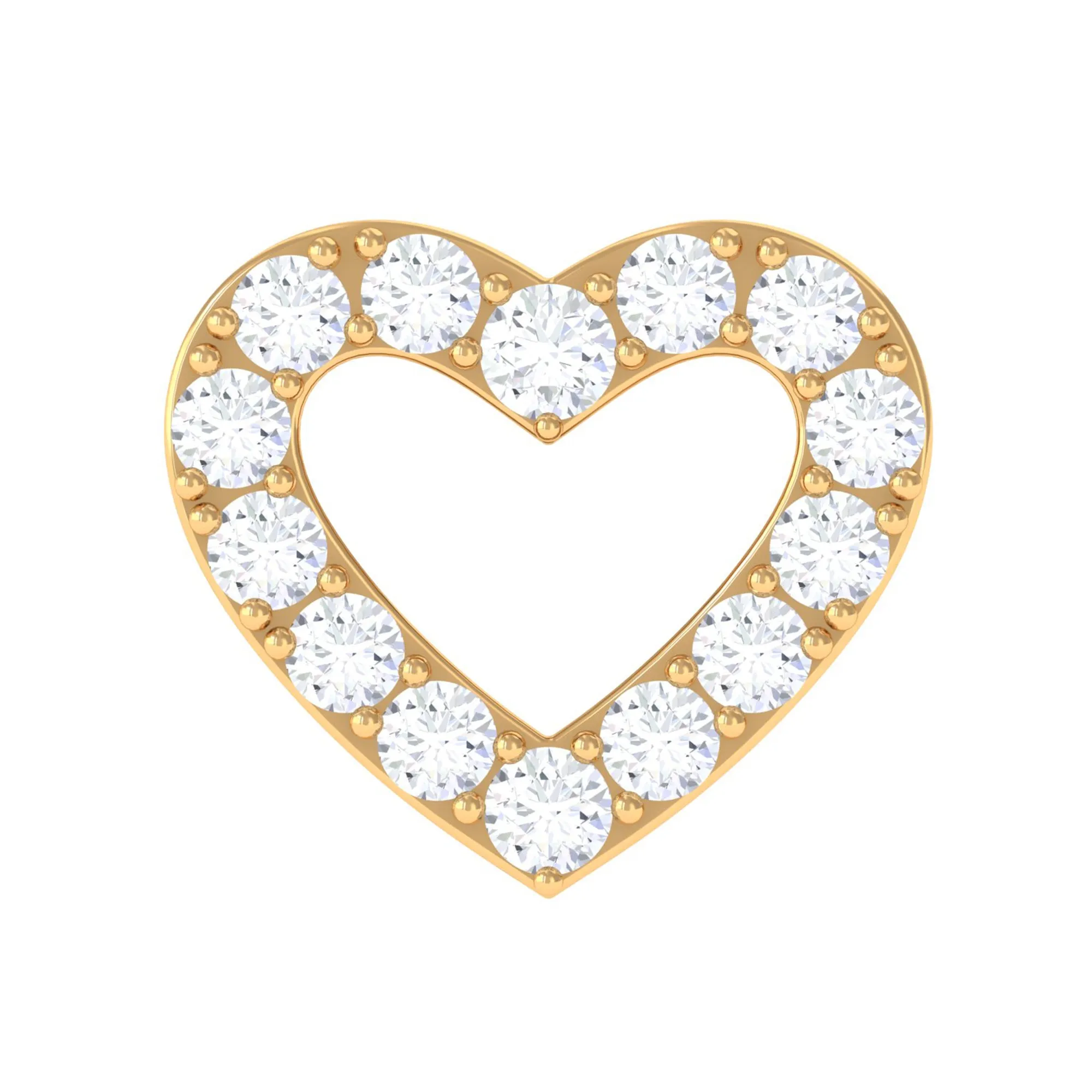 Natural Diamond Open Heart Earring for Helix Piercing