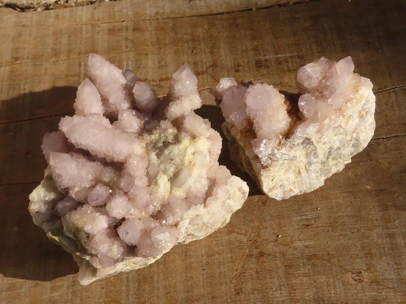 Natural Pale Spirit Amethyst Quartz Clusters x 2 From Boekenhouthoek, South Africa