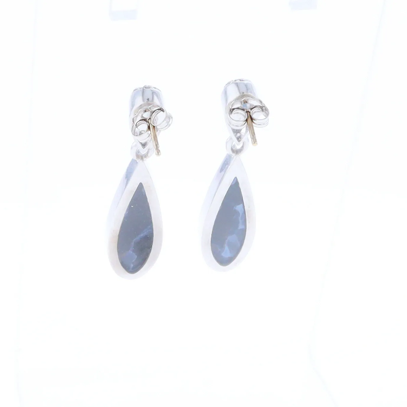 Natural Pietersite Inlaid Teardrop 0.22ctw Diamond Earrings