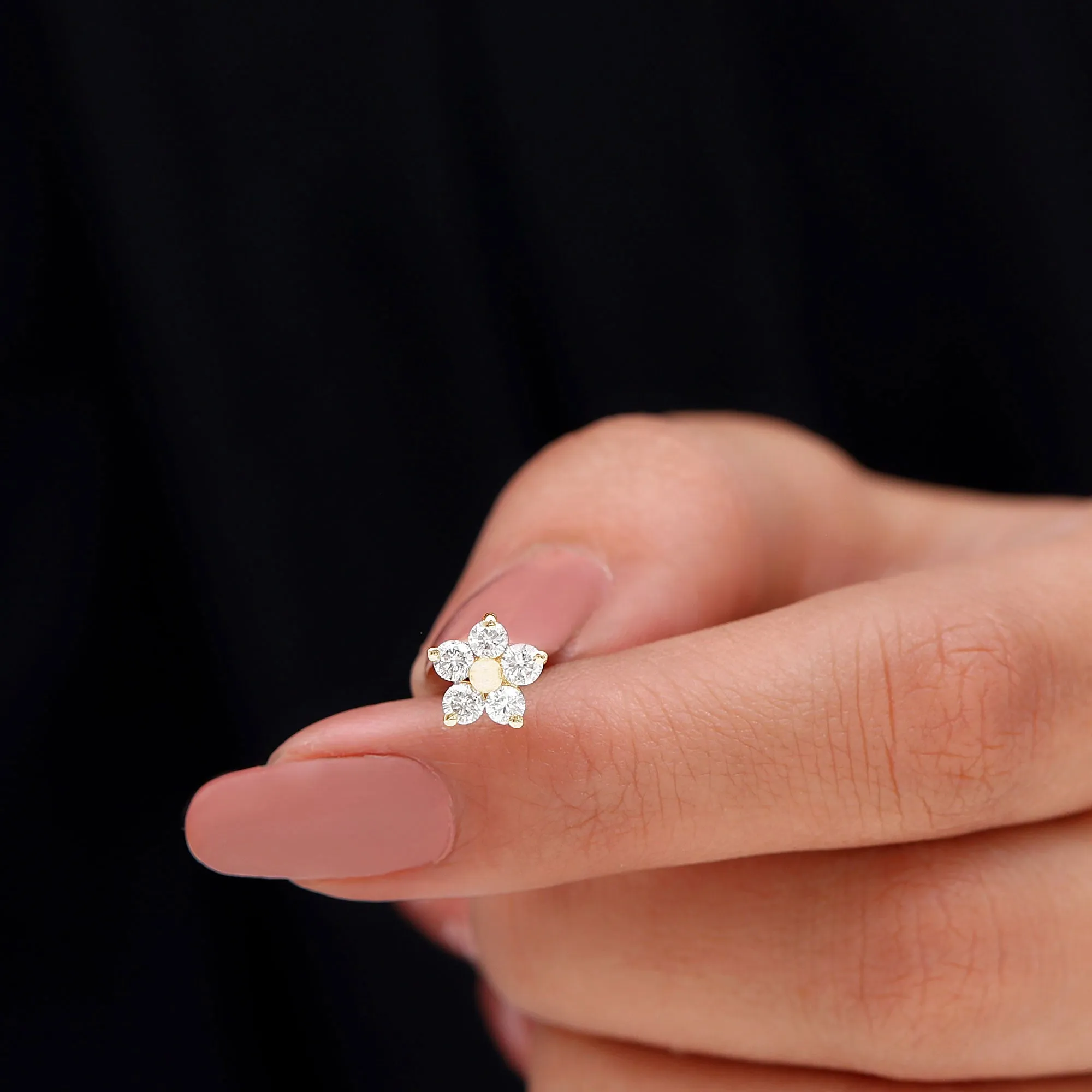 Nature Inspired Diamond Flower Earring for Tragus Piercing
