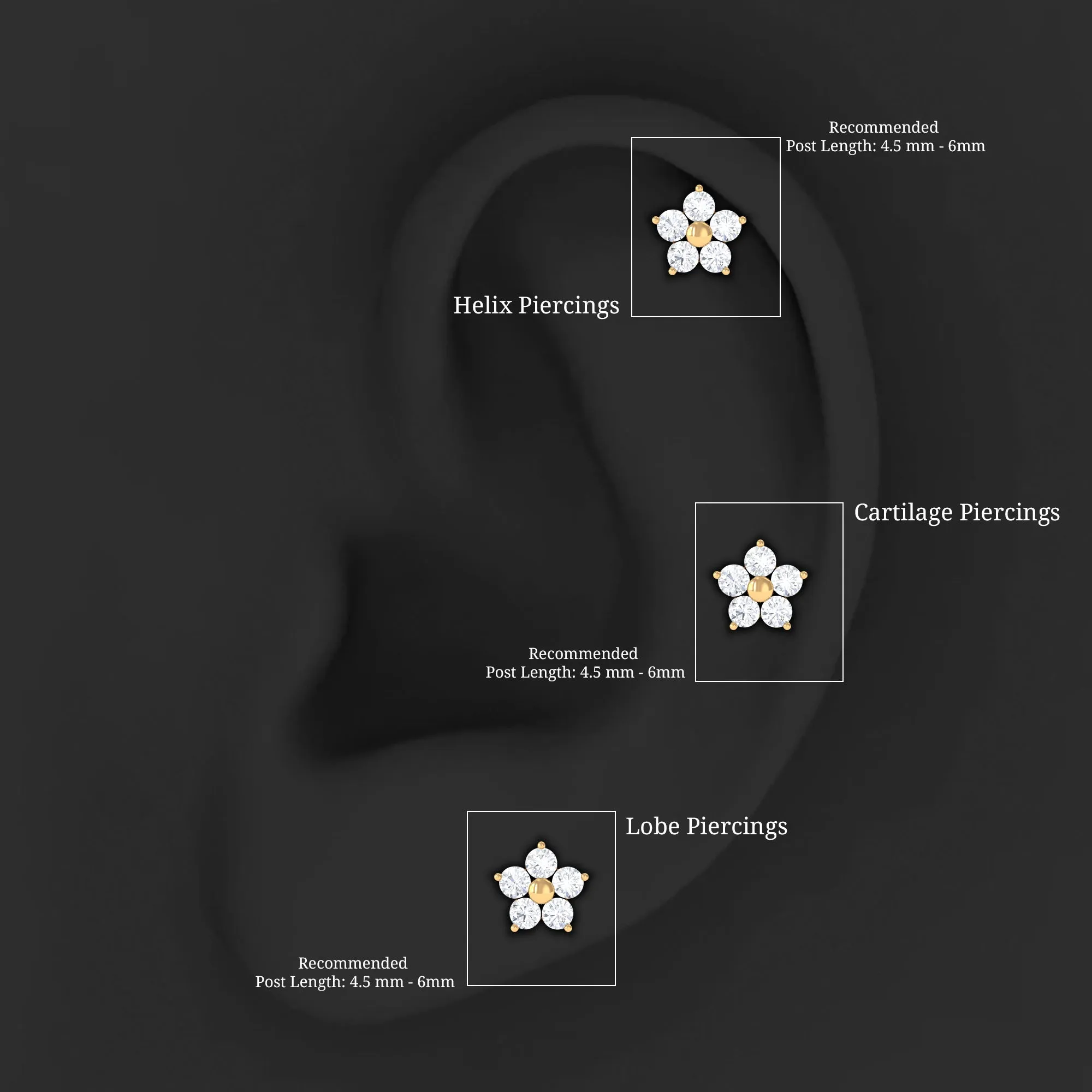 Nature Inspired Diamond Flower Earring for Tragus Piercing