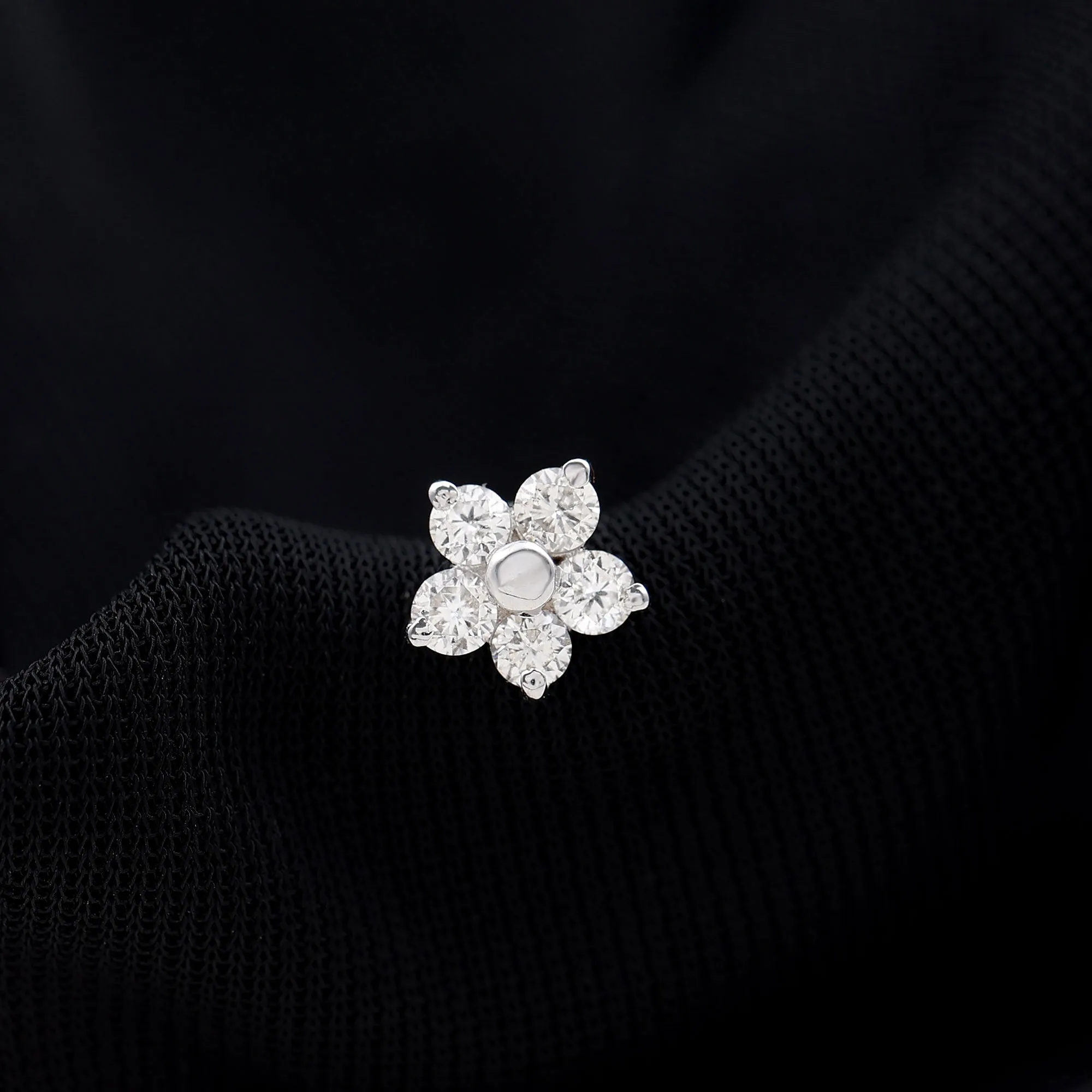 Nature Inspired Diamond Flower Earring for Tragus Piercing