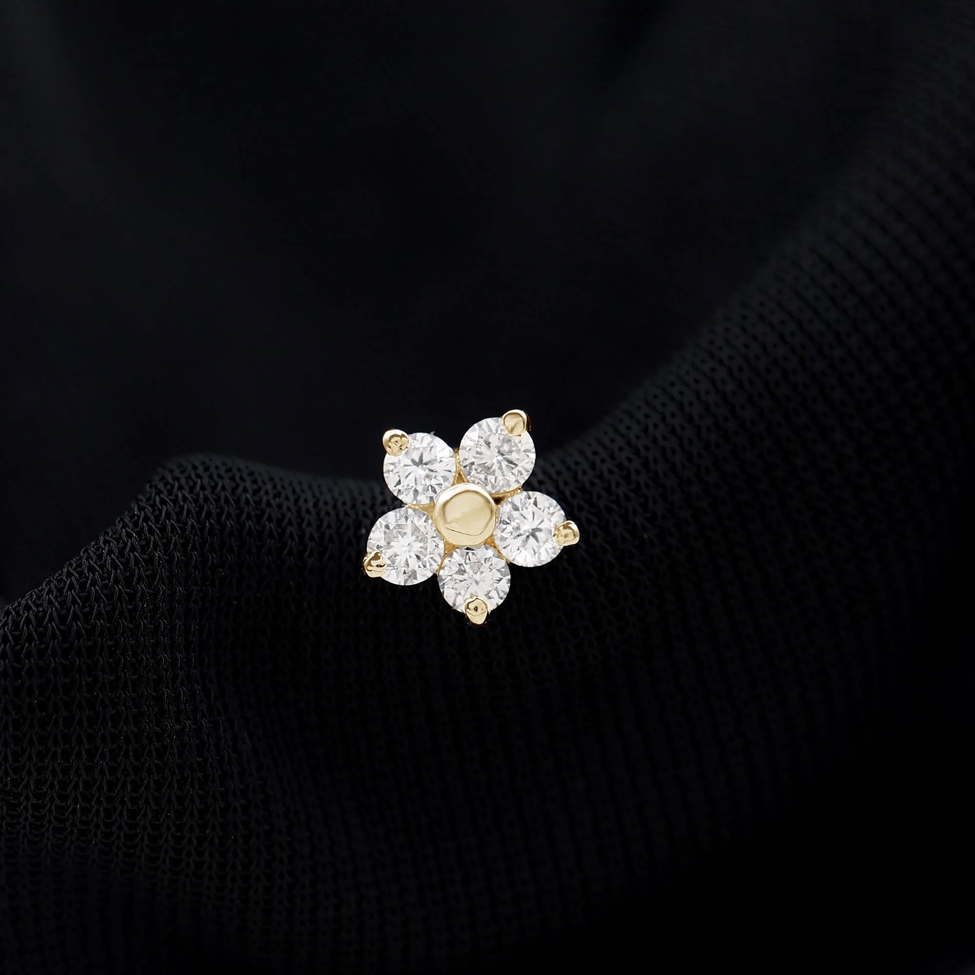 Nature Inspired Diamond Flower Earring for Tragus Piercing