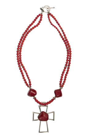 Paige Wallace Coral Cross Pendant Necklace