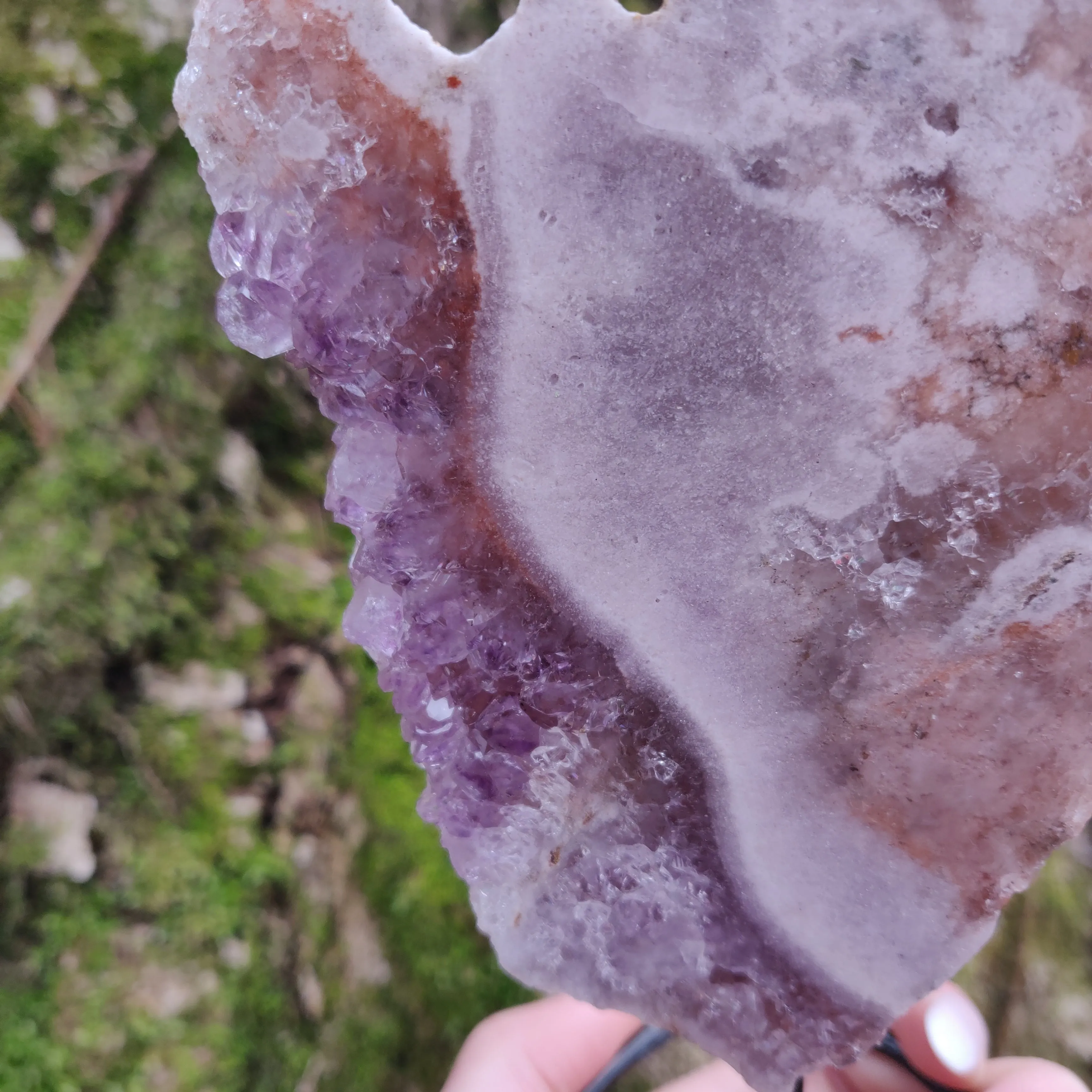 Pink and Purple Amethyst Slab on Metal Stand (#1)