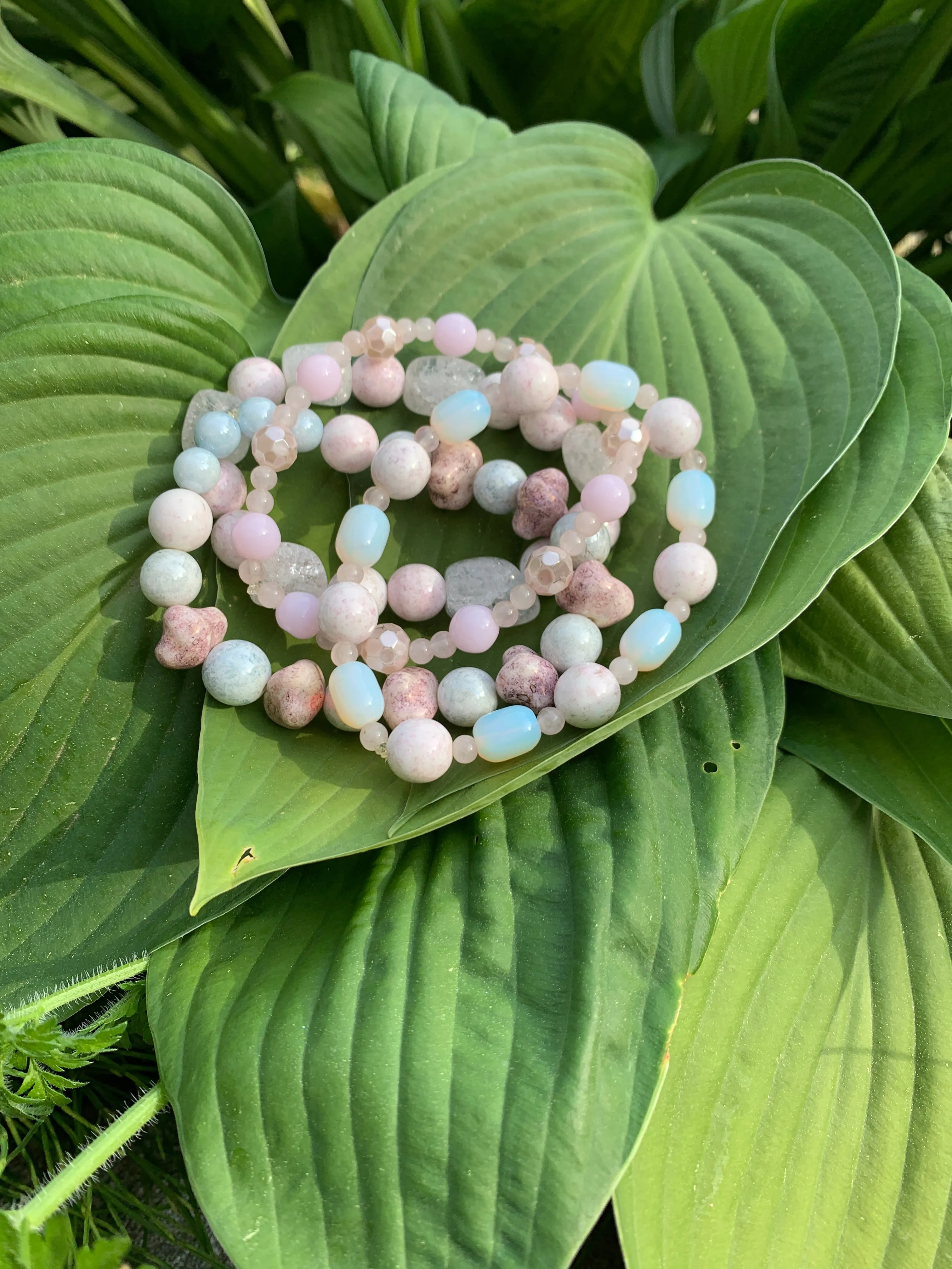Pink bracelet stack