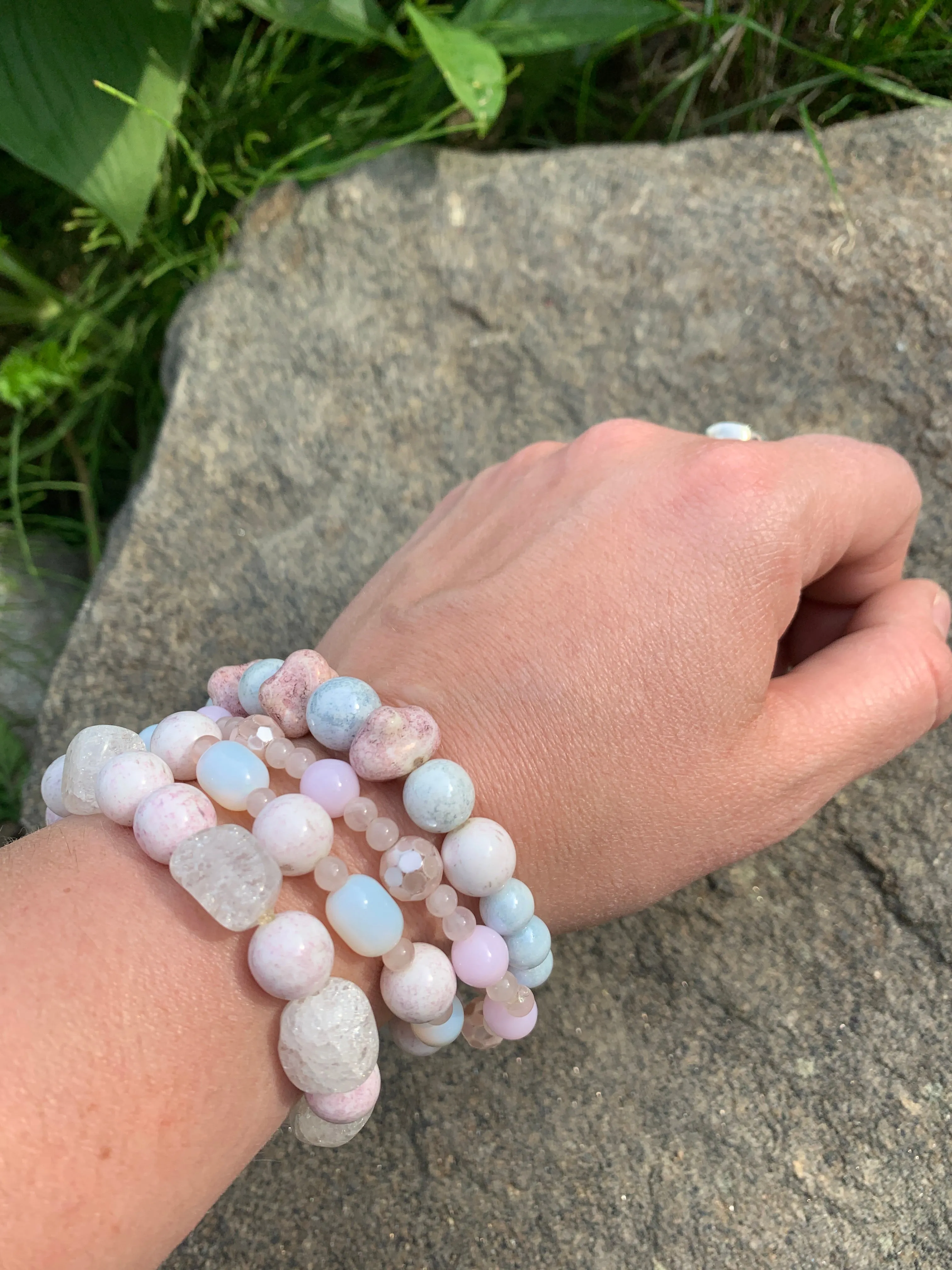 Pink bracelet stack